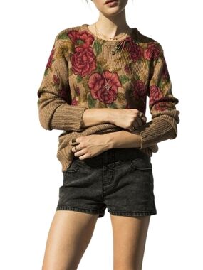 Pins And Needles By Urban Outfitters Rose Knit Crewneck Sweater Size S